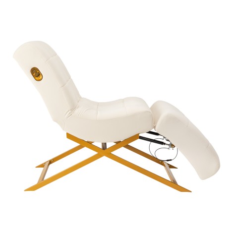 Sillon Umbra hvid vippebehandlingsstol med guldbase — fra siden