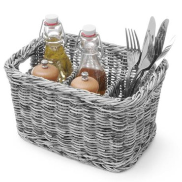 Dispensador de cesta em especiarias de talheres com 4 compartimentos pretos - Hendi 426067 Dispensador de cesta em especiarias de talheres com 4 compartimentos pretos - Hendi 426067