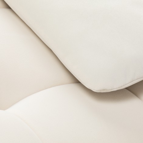 Sillon Umbra white eyelash treatment chair with gold base — close-up of the seat