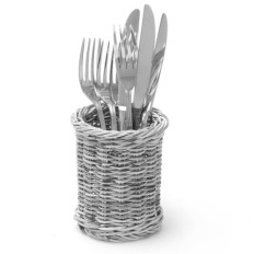 Panier à couverts fourchettes couteaux cuillères rond gris mélangé diamètre 100x120 mm - Hendi 426197