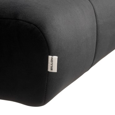 Poltrona trattamenti ciglia Sillon Corona, nera con base dorata — primo piano della seduta