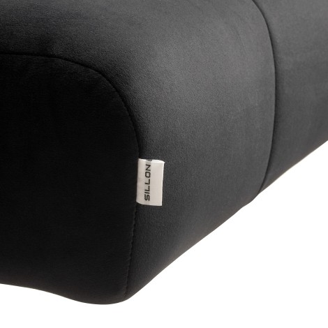 Sillon Corona vippebehandlingsstol, sort med guldbase — nærbillede af sæde