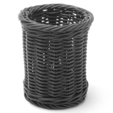 Korista ruokailuvälineistä haarukat veitset lusikat pyöreä musta ke. 100x120 mm - Hendi 426210