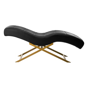 Sillon Alba profesionalna stolica za tretman trepavica crna s postoljem od zlata — bočni pogled