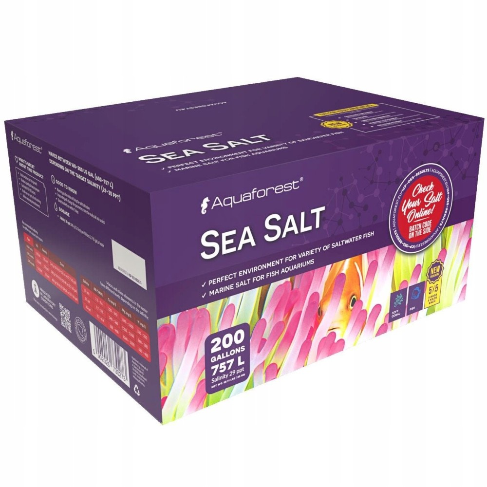 AQUAXOREST SEA SALT 25KG Furgons 5x5kg - jūras sāls