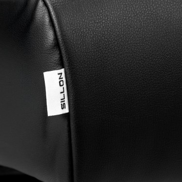 Sillon Alba sort vippebehandlingsstol med guldbase — nærbillede af mærkat