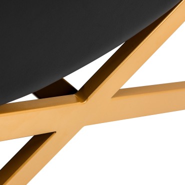 Sillón Alba negro para tratamiento de pestañas con base dorada — detalle de la base