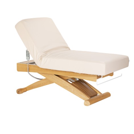 Tumbona SPA Sillón Siesta crema con base marrón claro — vista lateral