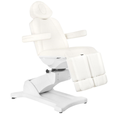 Fauteuil cosmétique électrique AZZURRO 869AS PEDI blanc avec 5 moteurs et rotation siège 180° — vue latérale