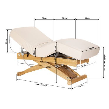 SPA ligstoel Sillon Siesta crème met lichtbruine basis — zijaanzicht