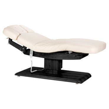 SPA-liggstol Sillon Relax krämfärgad med svart bas — sidosida