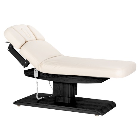 Espreguiçadeira SPA Sillon Relax creme com base preta — vista lateral