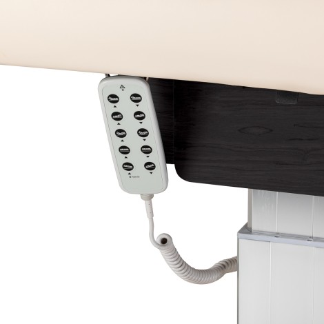 SPA ležalnik Sillon Comfort krem z osnovo iz temnega lesa — povečava kontrol