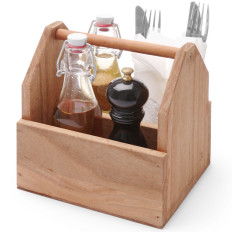 Contenedor de mesa Organizador en especias Cubiertos de madera con asa - Hendi 664315