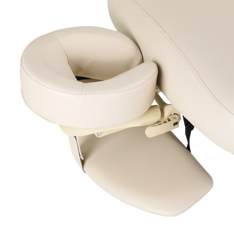 SPA-lepotuoli Sillon Comfort kerma mustalla jalustalla — lähikuva käsinojasta