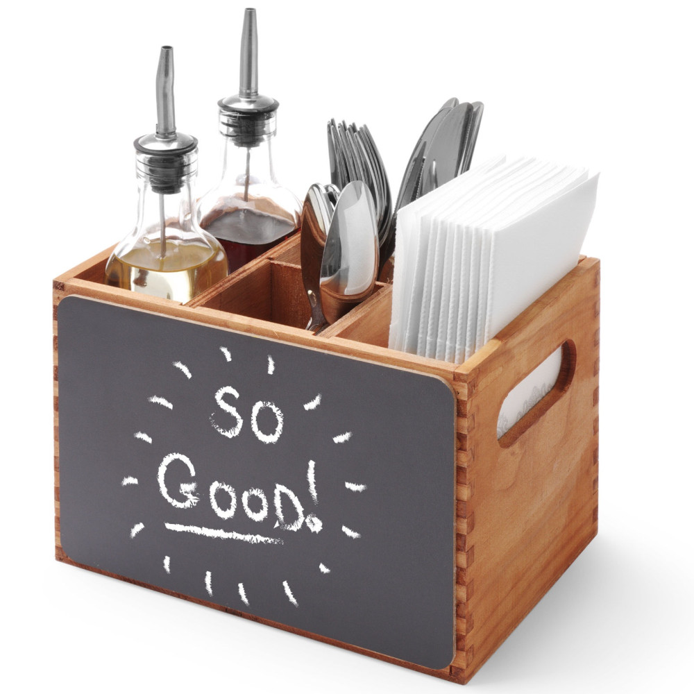 Case container on the cutlery menu Spices with wooden writing boards - Hendi 664148