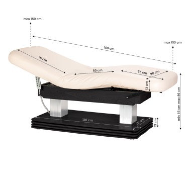 Espreguiçadeira SPA Sillon Comfort creme com base em madeira escura — vista lateral