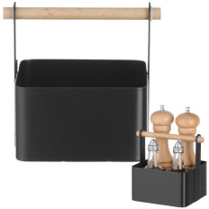 Organisateur de panier de table pour épices avec poignée en bois 17x13x16 cm - Hendi 427057