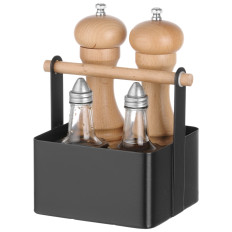 Organisateur de panier de table pour épices avec poignée en bois 17x13x16 cm - Hendi 427057