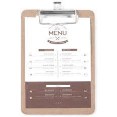 Sous-plat planche pour carte de menu avec clip Clipboard 125x180 mm - Hendi 664179