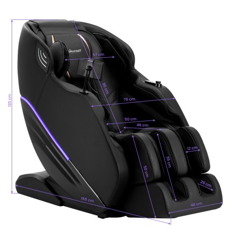 Massagefåtölj 3D Sakura Maximus 809 svart — sidosida