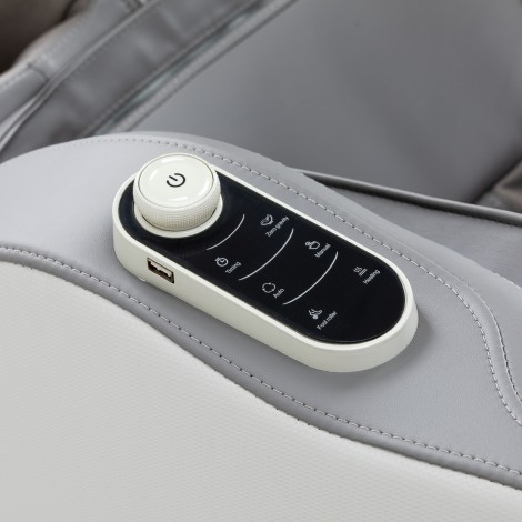 Silla de masaje 3D Sakura Maximus 809 en blanco y gris — detalle de los controles