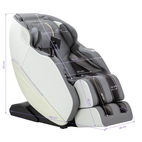 Poltrona massaggiante 3D Sakura Maximus 809 bianco e grigio — vista laterale