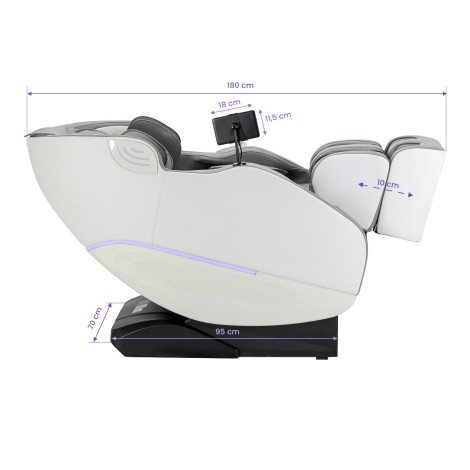 Massage stol 3D Sakura Maximus 809 hvid og grå — fra siden