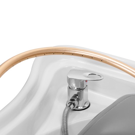 Letto Lavacapelli Gabbiano Head Spa 017 grigio con terapia a vapore e massaggio ad acqua — primo piano dei comandi