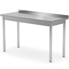 Mesa de trabajo de acero de la mesa de trabajo con rant 140x70x85 cm - Hendi 812693