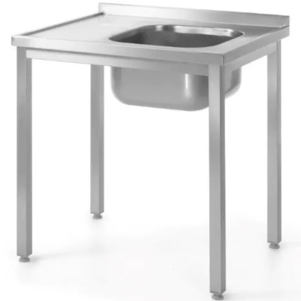 Table murale en acier à vis avec évier DROIT 100x70x85 cm - Hendi 812884