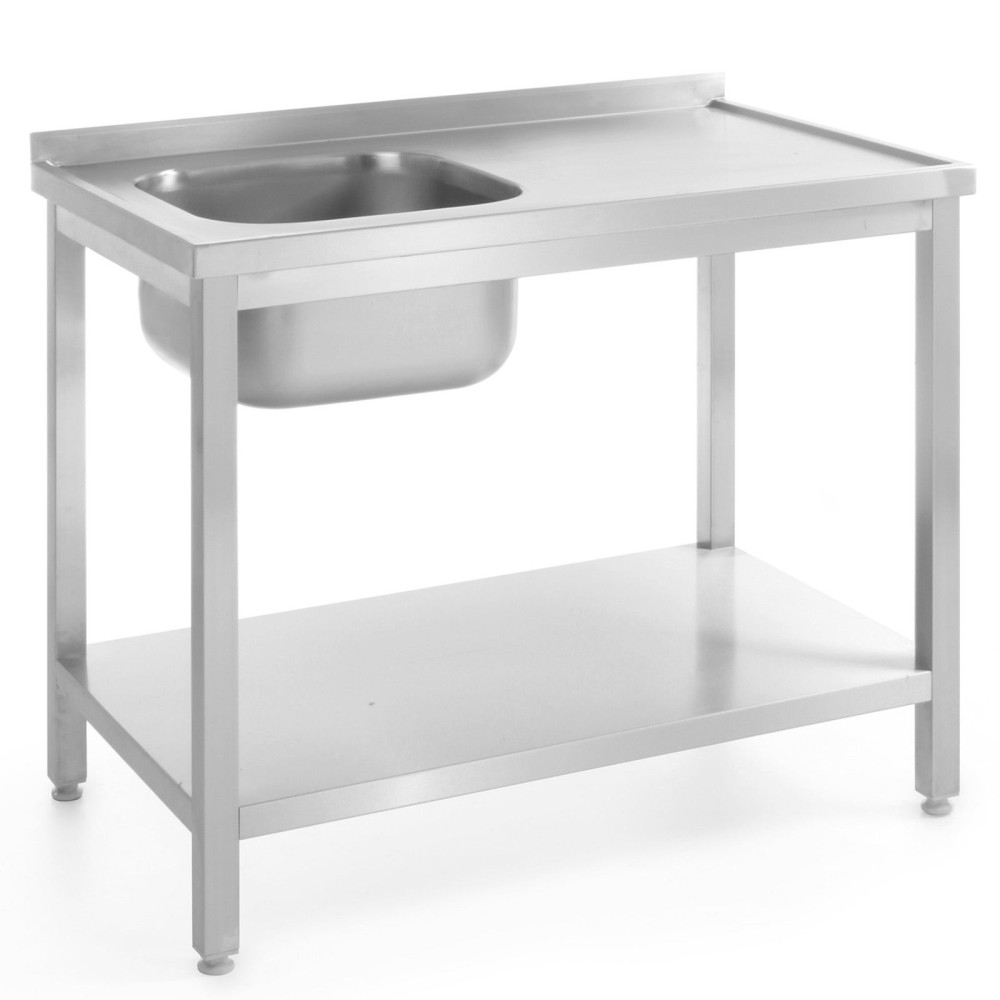 Tischarbeit Catering Table Cathedral mit Waschbecken und verdrehtes Regal 100x60x85 cm links - Hendi 812631