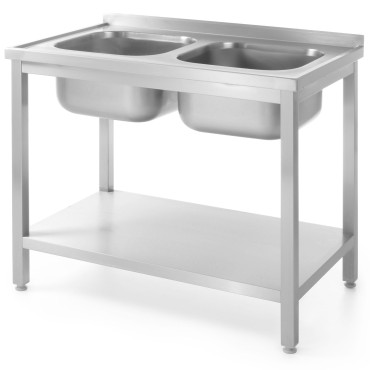 Mesa de lagarta com duas pias e parafusos parafusos 100x70x85 cm - Hendi 812969