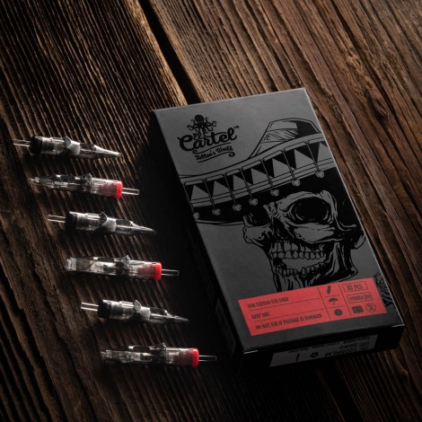 Cartucho de Tatuagem EL CARTEL V2 0,35 21RM LongTaper 10 unidades — conjunto mostrado