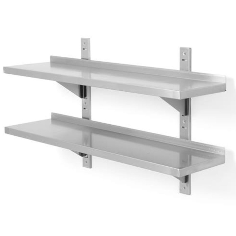 Prateleira de suspensão ajustável com dois consoles de aço inoxidável duplos 100x40 cm - Hendi 816592