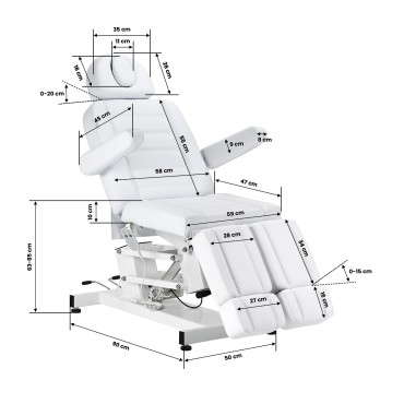 Fauteuil de pédicure électrique Azzurro 706 1 moteur blanc