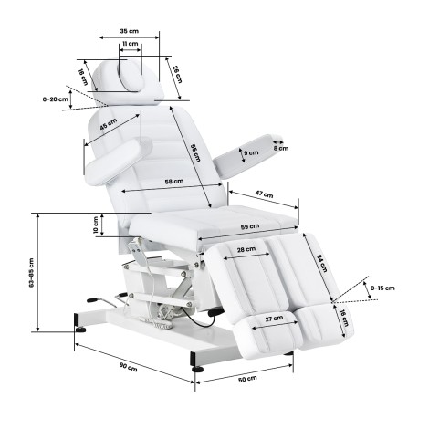 Cadeira elétrica para pedicure Azzurro 706 1 motor branca