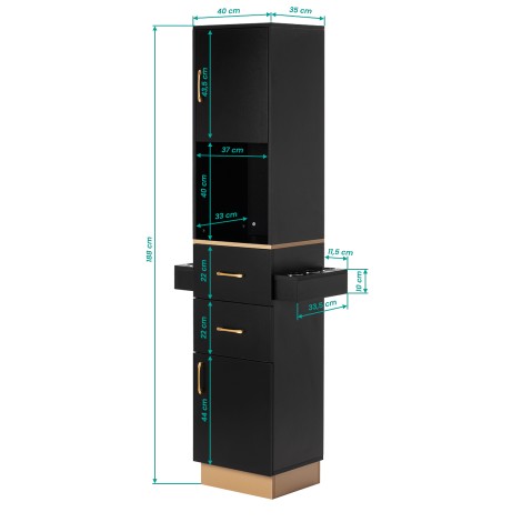 Kappersstation TOTEM GOLD — zijaanzicht