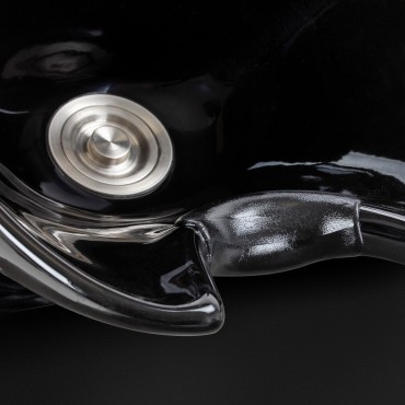 Friseureinheit Gabbiano Lucca schwarz mit ergonomischem Stuhl — Detailaufnahme Oberfläche