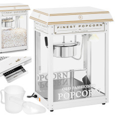 Koneen kone Popcorn Machine Retro Teflon 1600 5-6 kg / h - valkoinen ja kulta