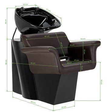 Hairdressing wash unit Gabbiano Lucca brown