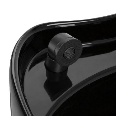 Hair System Duplex Noir Unità Lavaggio Professionale con Vasca in Ceramica Nera — primo piano della superficie