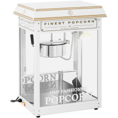 Maskinmaskin Popcorn Machine Retro Teflon 1600 i 5-6 kg / h - Vit och guld