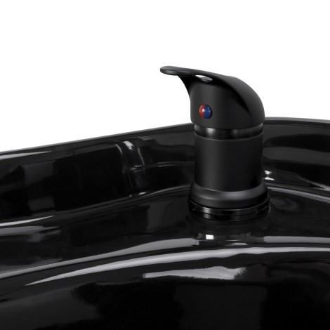 Hair System Duplex Noir Unità Lavaggio Professionale con Vasca in Ceramica Nera — primo piano dei comandi