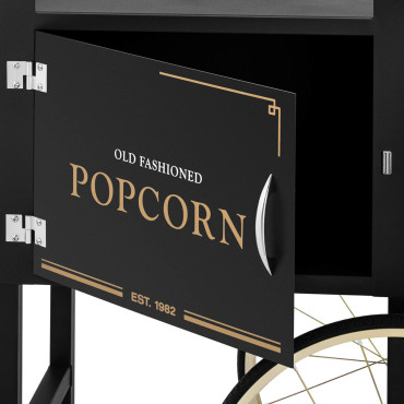 Trolley-basis voor popcornmachine met retro kast 51 x 37 cm - zwart en goud