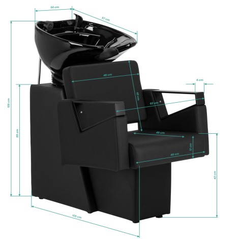 Hair salon wash unit Hair System Duplex Noir