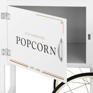 Trolley bas för popcorn maskin med retro skåp 51 x 37 cm - vit och guld