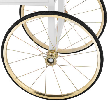 Trolley bas för popcorn maskin med retro skåp 51 x 37 cm - vit och guld