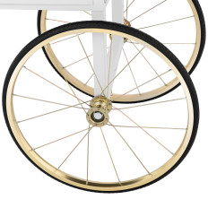 Base de trole para máquina de pipoca com armário retrô 51 x 37 cm - branco e ouro