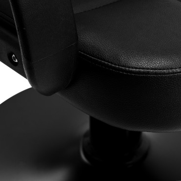 Cadeira de cabeleireiro Hair System Komodo preta — close-up do assento
